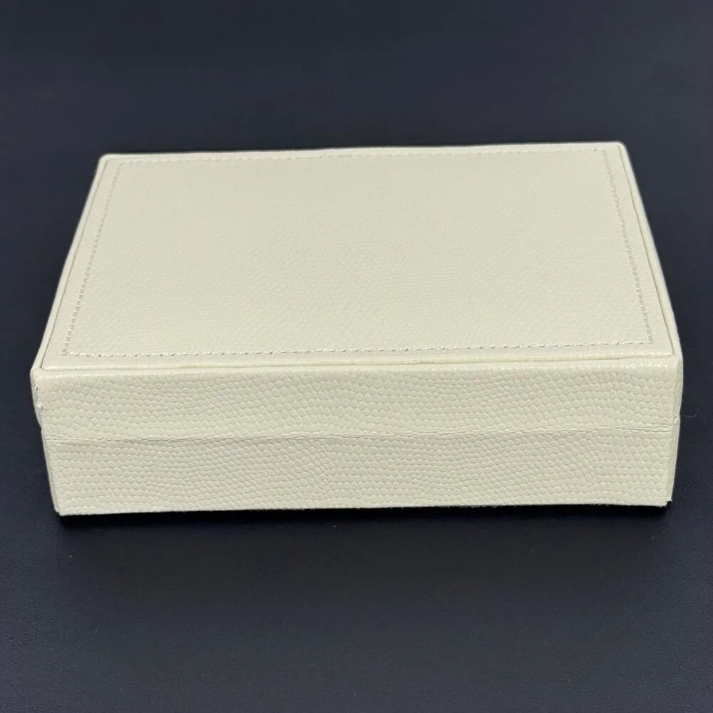Pottery Barn McKenna Jewelry Box Travel Case Beige Faux Lizard 6.5